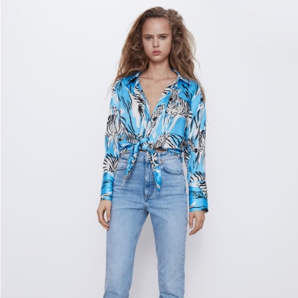 ZARA | Tied Print Shirt